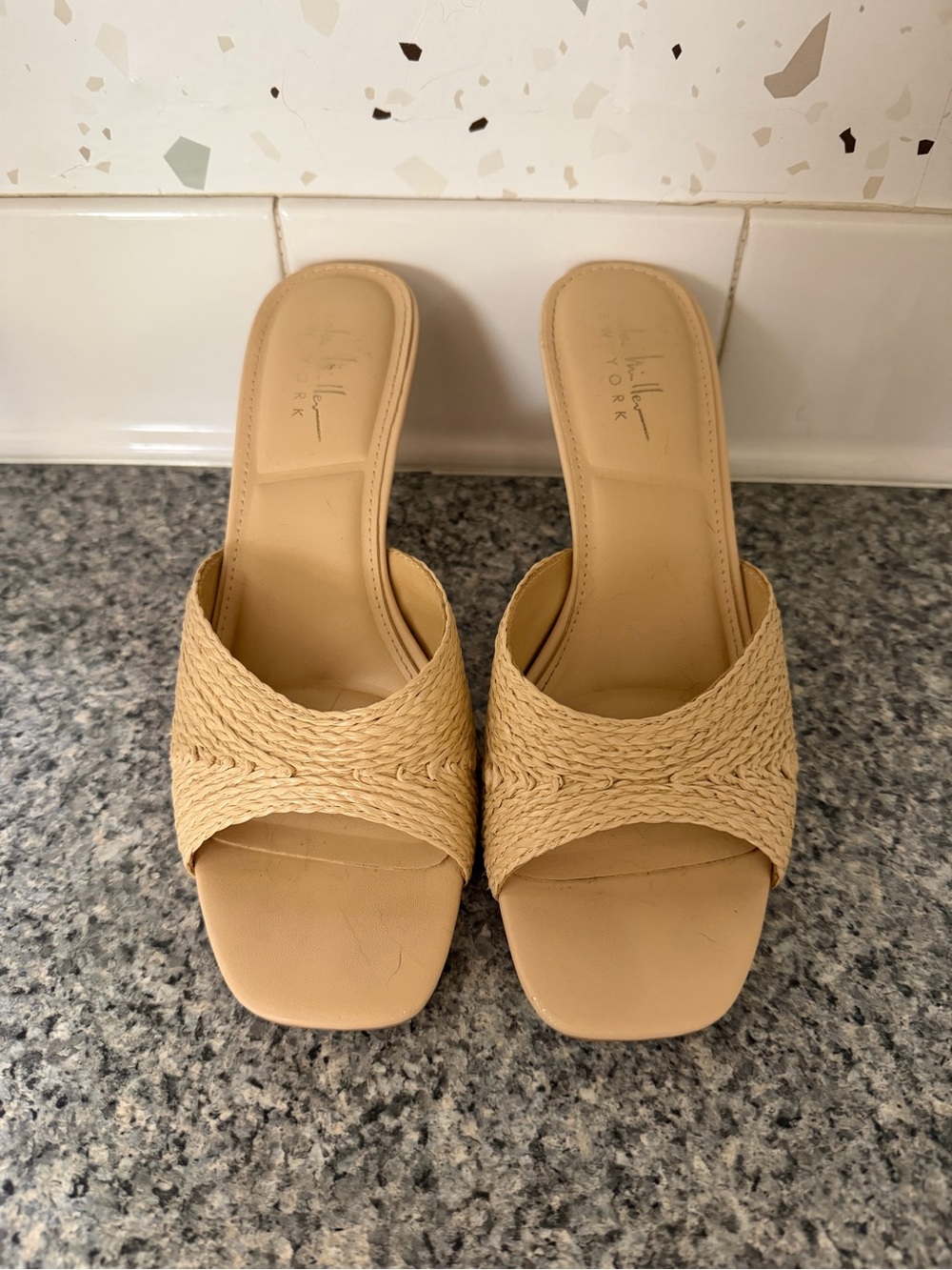 Natural Tan Woven Slide Sandals Nicole Miller 8